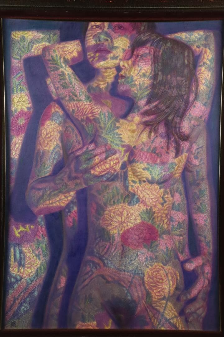 真作保証 稲垣孝二 「合体」 油彩30号 日動画廊取扱大作作品 タトウ箱付