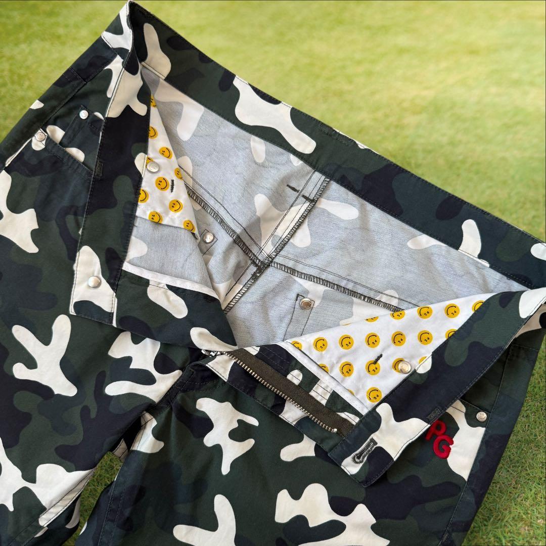 美品　パーリーゲイツ　パンツ　迷彩　黒　白　緑　カーキ　M〜L相当　カモ柄　4