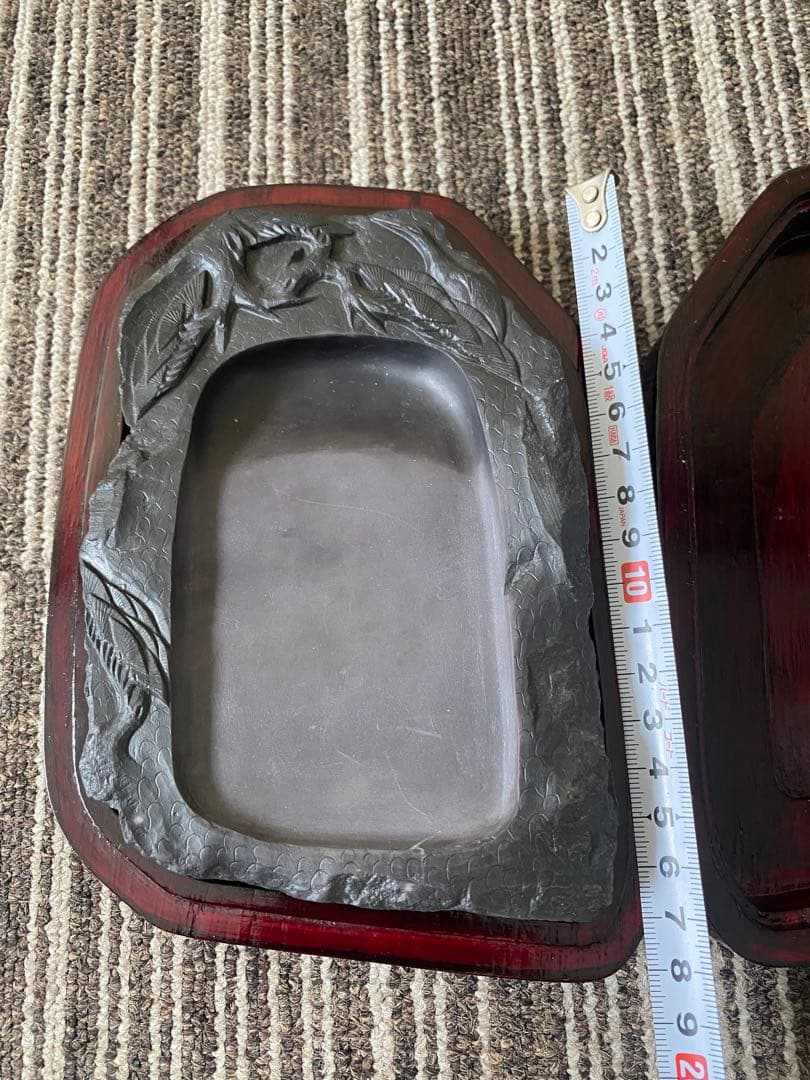 中国古玩　冠羅蕉硯 中国製 書道具 硯 端渓硯 中国美術 木箱