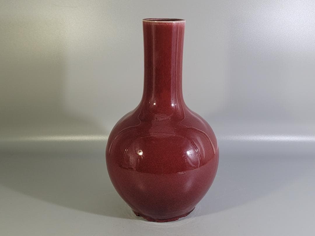 中国美術 紅釉花瓶 賞瓶 DT618