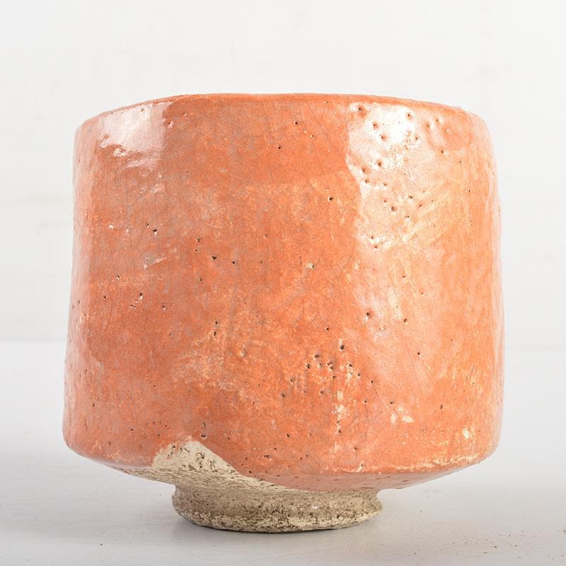 茶道具　九代楽吉左衛門　了入作　赤楽茶碗　共箱　M　R7037