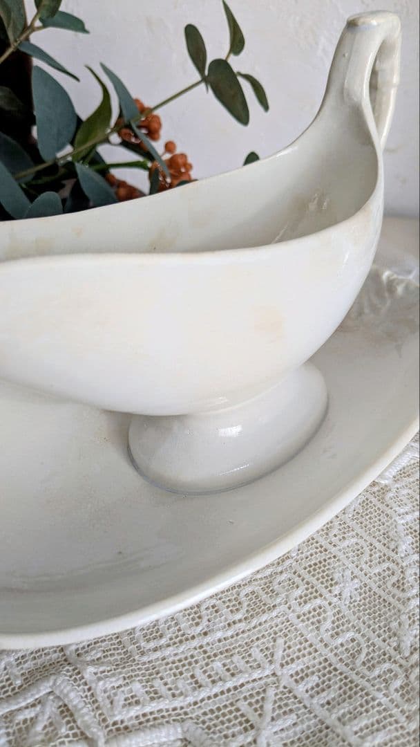 サルクミンヌ窯 白いソーシエール フランス アンティーク