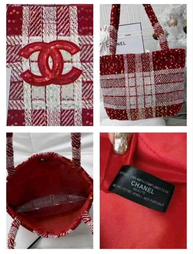 新品 CHANEL ノベルティ トートバッグ レッド スパンコール