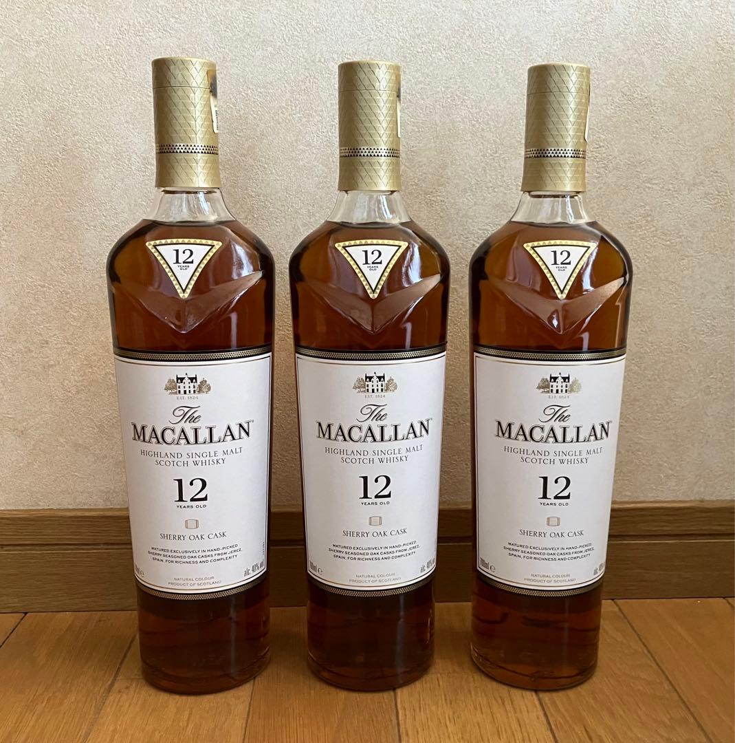 The Macallan 12年 シェリーオークカスク 700ml 箱付 3本