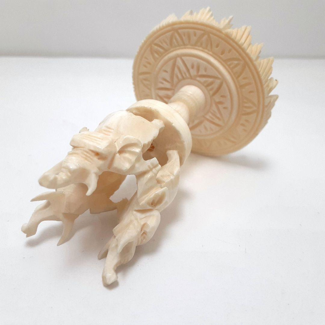 Y1701-12 極上 透かし細工 龍天球置物 総重量55.9 g