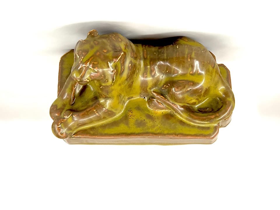 京焼・清水焼　陶彫　沼田一雅 作「虎」教壇資料　置物　無傷　箱無。