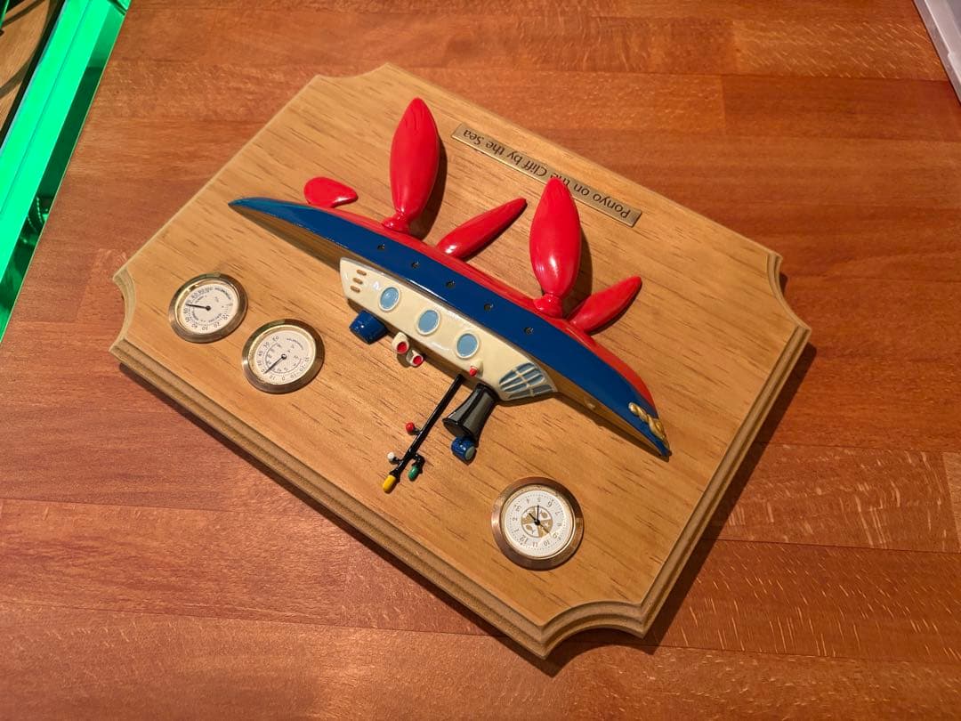 崖の上のポニョ ウバザメ号 壁掛け レリーフ クロック 時計 温湿度計