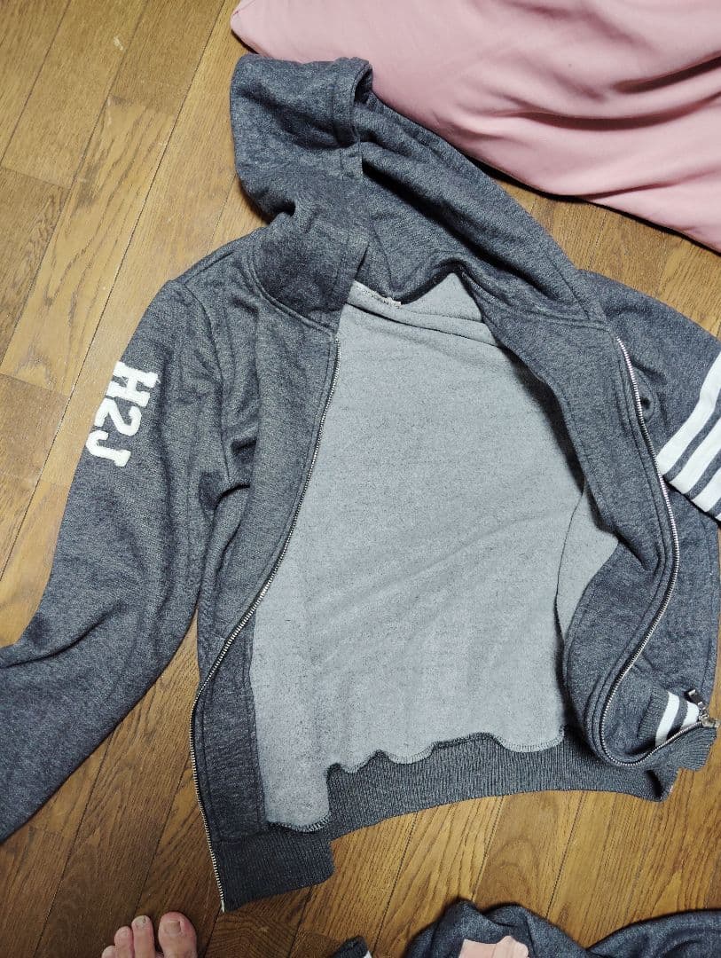グレー ジャージ上下セット フード付き
