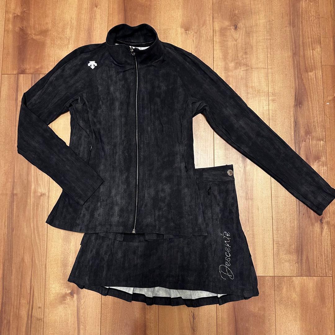 デサントリュクス　プリーツ　ジャケット　スカート　セットアップ　スワロフスキー