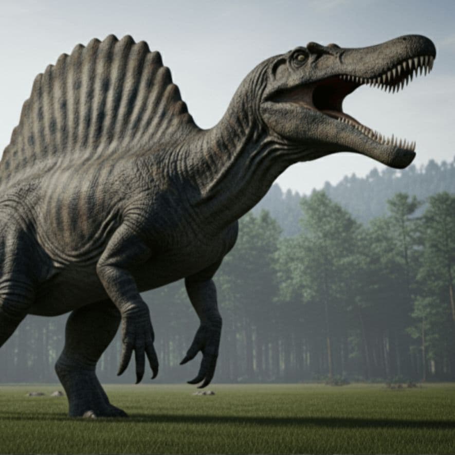 恐竜　スピノサウルス　歯化石　特大　美麗　７９mm