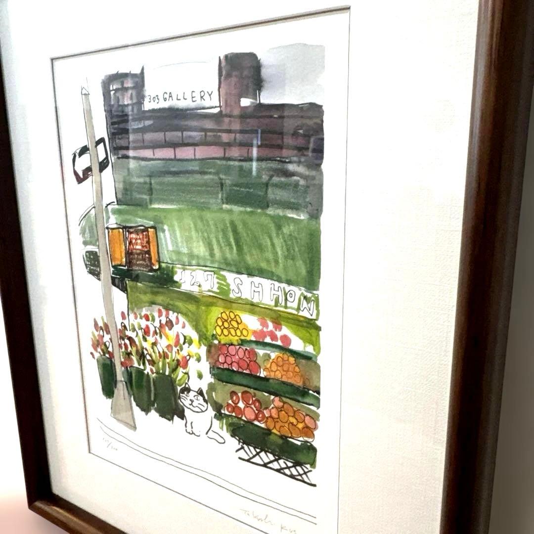 【限定版画】☆久下貴史☆ 版画作品「グリーン・ストリートの猫」手書きサイン入り☆