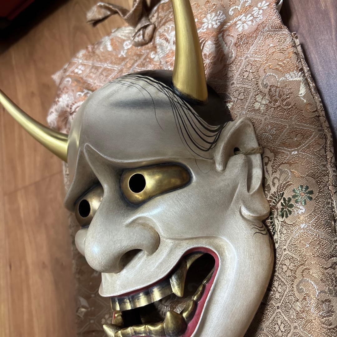 能面 鬼の面 木製 付属品あり