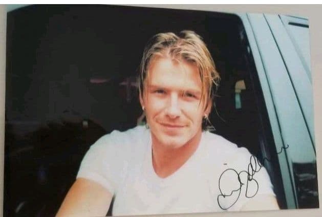 デビッド・ベッカム、直筆サイン入り、フォトグラフ。