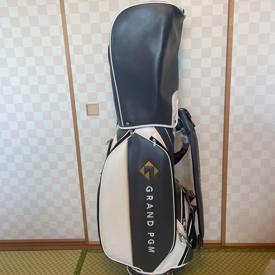 GRAND PGM キャディバッグ ホワイト/グレー : フード付き