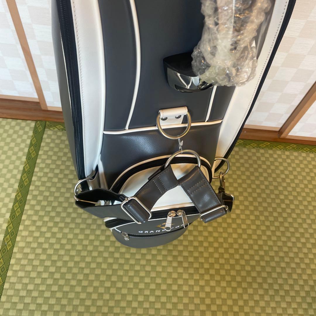 GRAND PGM キャディバッグ ホワイト/グレー : フード付き