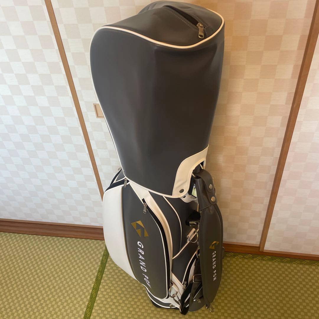GRAND PGM キャディバッグ ホワイト/グレー : フード付き