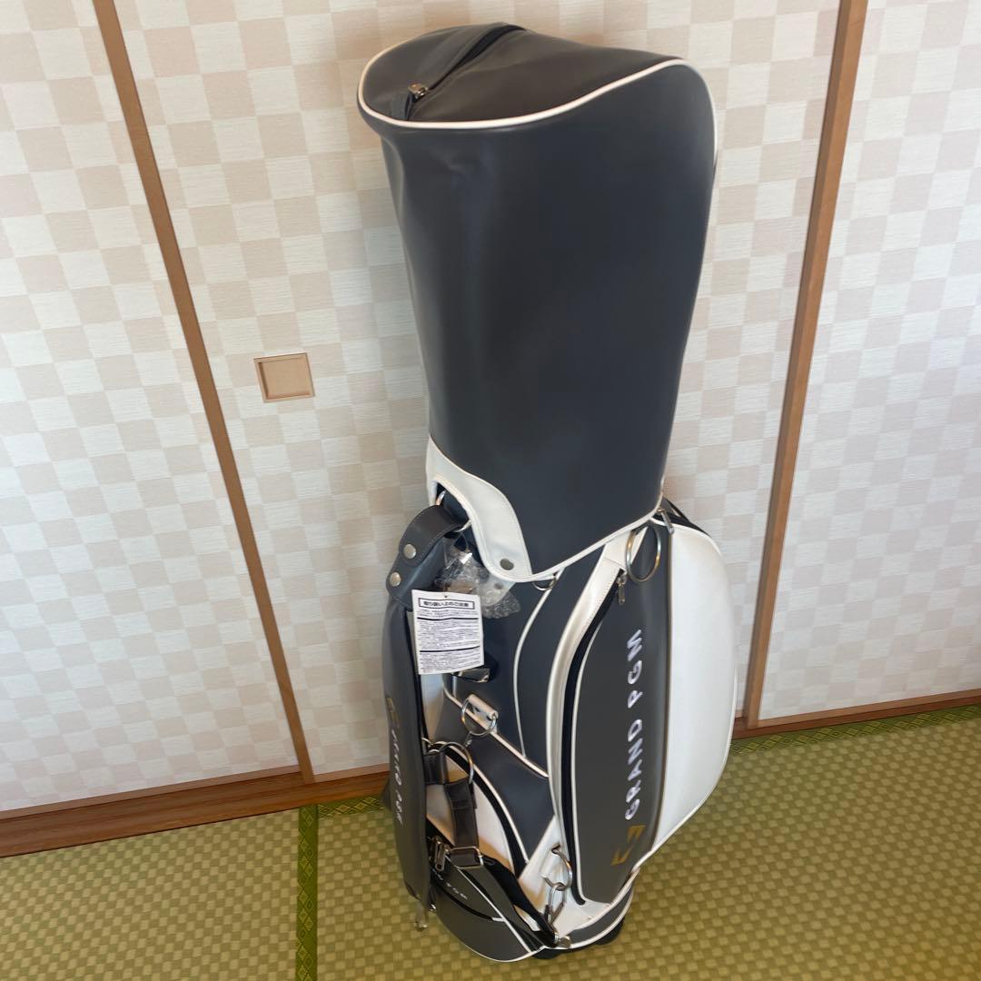 GRAND PGM キャディバッグ ホワイト/グレー : フード付き