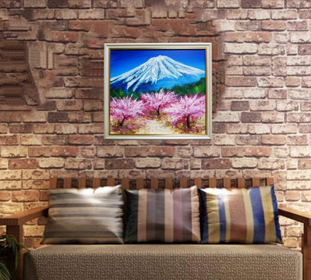 油絵 油彩 油彩画 絵 絵画 【春の富士山】 】