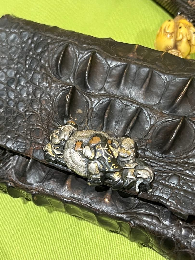 小*城様 喫煙具　当時物　クロコダイル　煙管入れ　煙管　金銀装飾