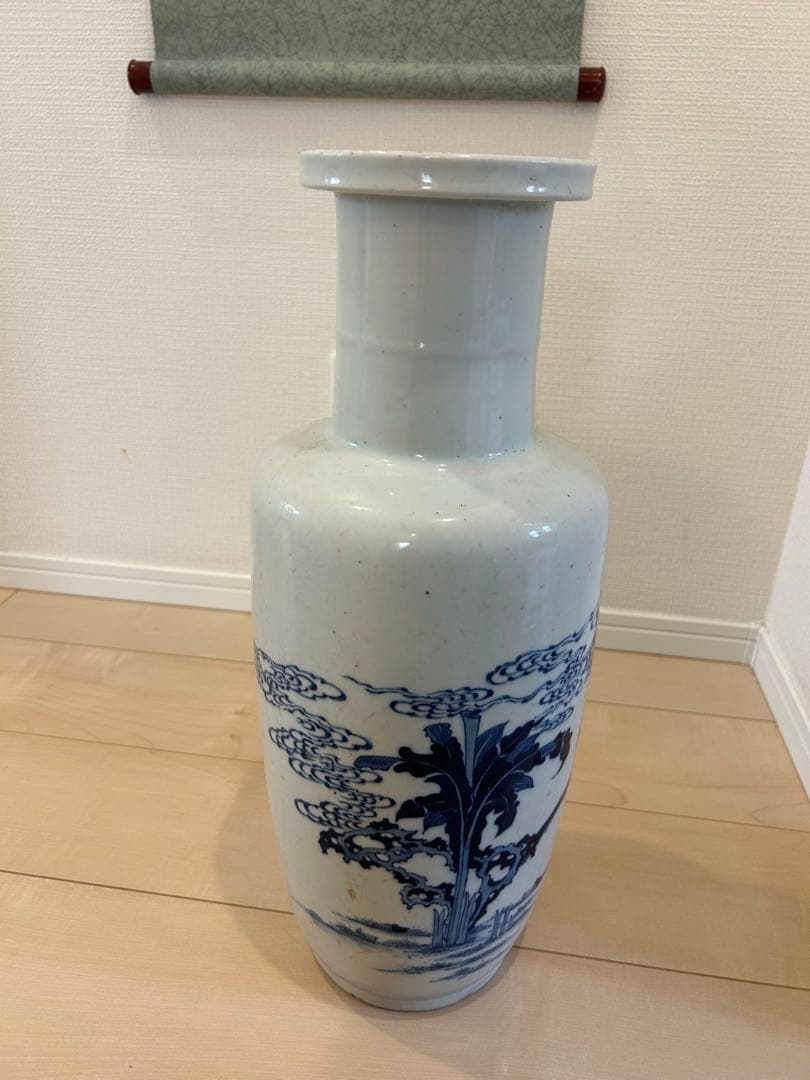 清早期　青花染付人物図大花瓶　中国美術唐物