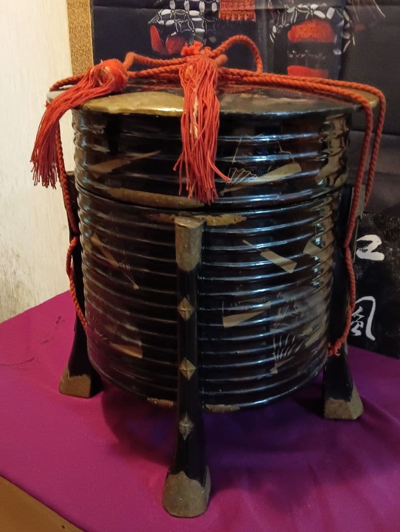 江戸時代中期〜後期幕末頃時代大名道具黒漆塗金蒔絵上級武家所用時代行器当時物