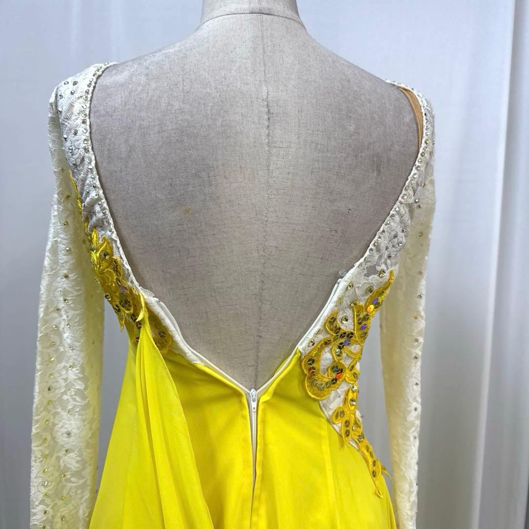 6124★S イエロー オフ白 レース スタンダードドレス社交ダンス