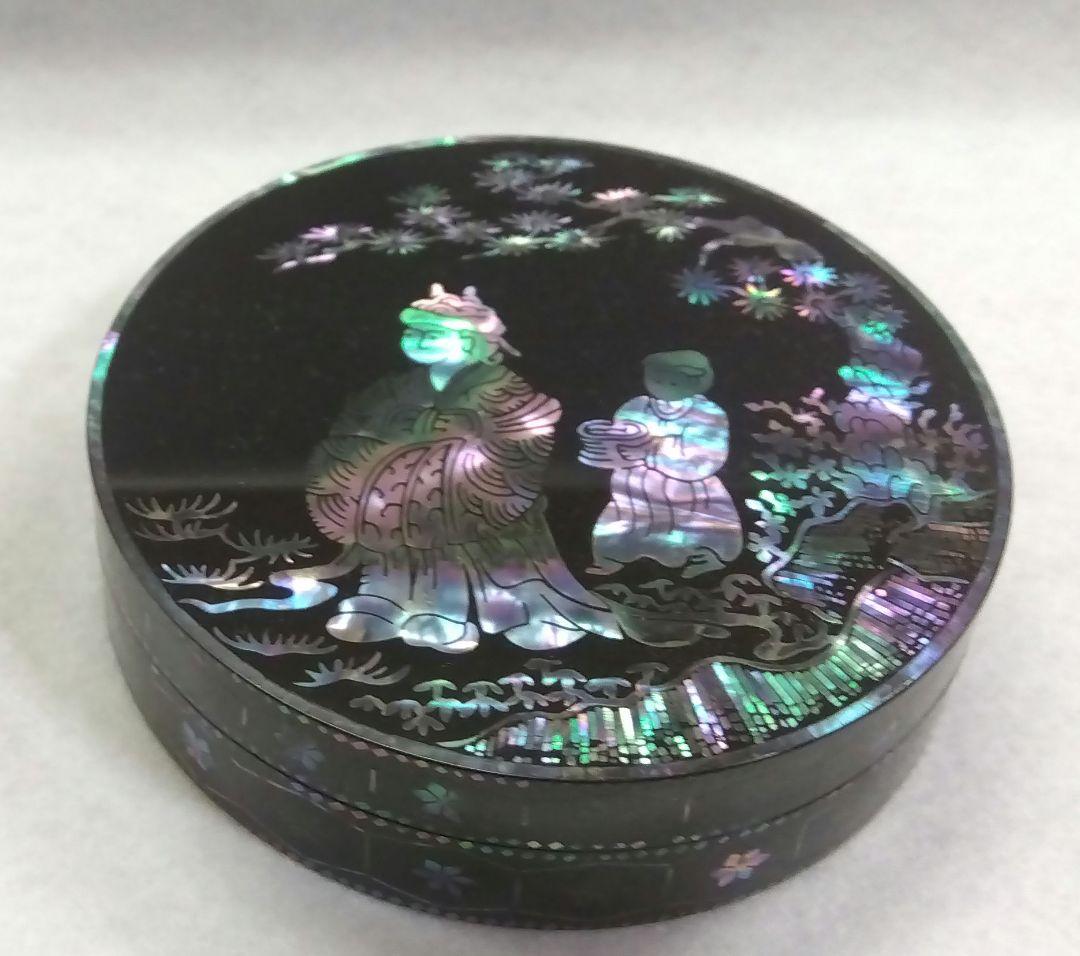 茶道具 香合 唐物写 青貝 唐人物 加州 大井好雲斎 加賀蒔絵 松田権六 師事