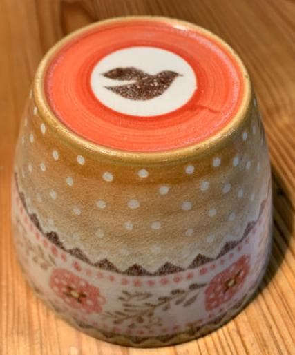 花柄ドット模様陶器カップ