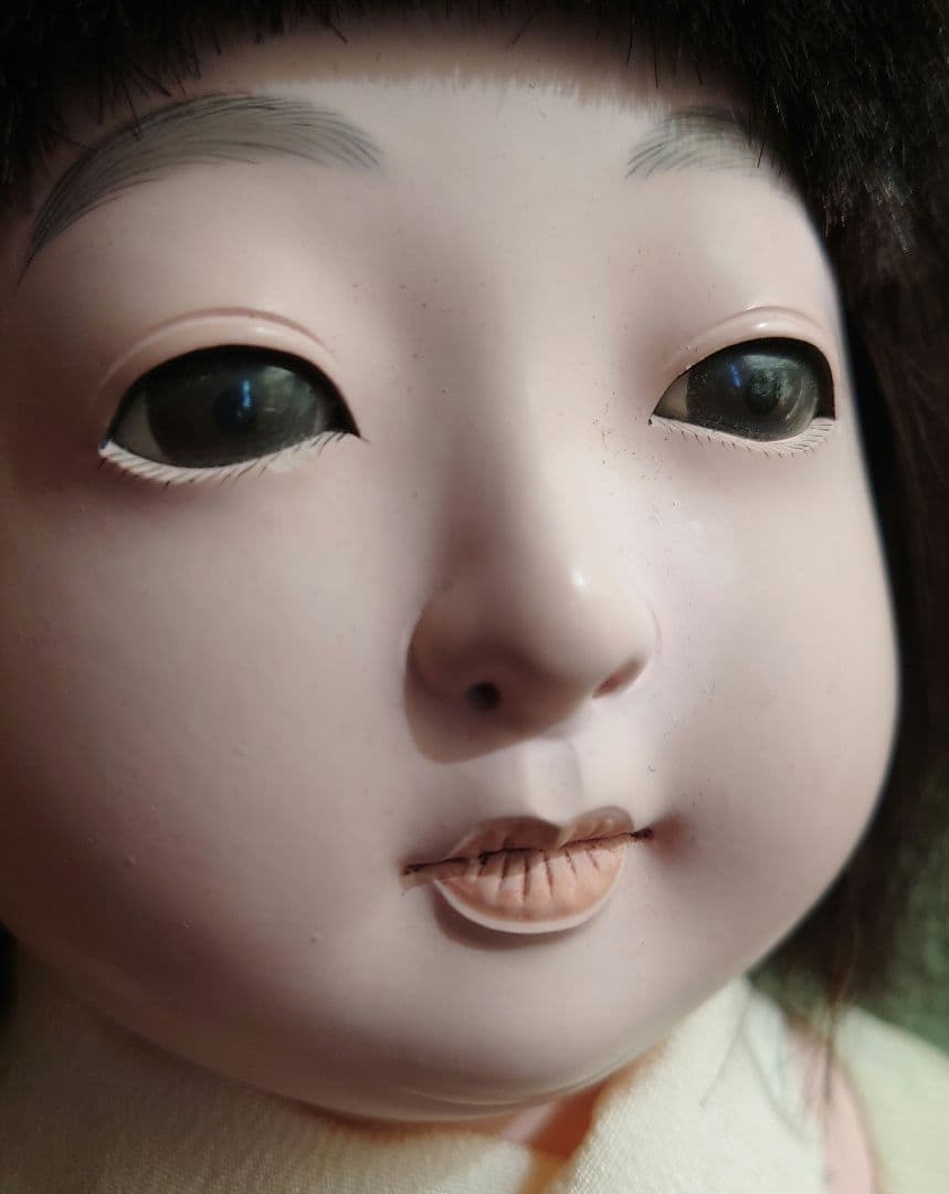 極上　市松人形 大正から昭和初期　爪切りつき　白木屋特製　羽衣　人毛　約42cm