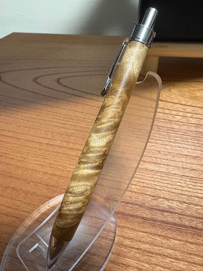 554超極上　マーブルウッド瘤杢　縮杢　木軸シャーペン　ボールペン