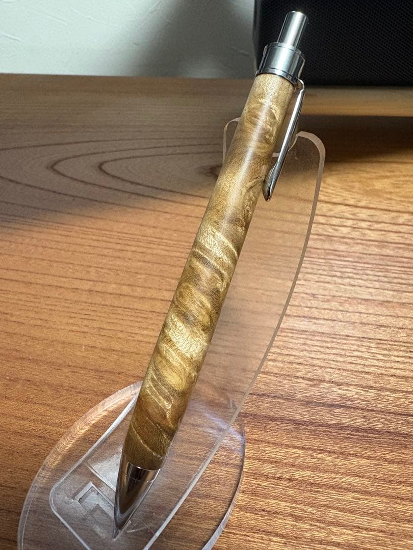 554超極上　マーブルウッド瘤杢　縮杢　木軸シャーペン　ボールペン