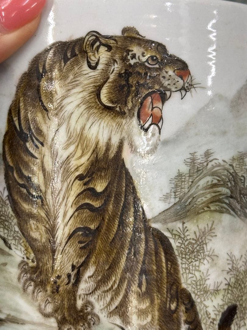 清時代置物　中国美術　古董品　時代物　筆筒焼物