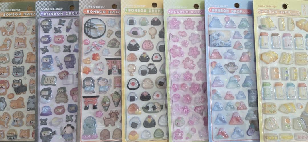 和柄ボンボンドロップシール　７枚SET