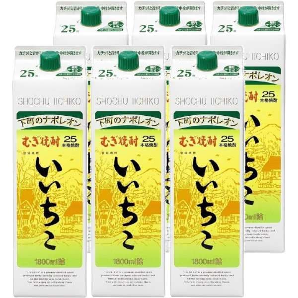 いいちこ 麦焼酎 25度 1800ml パック 6本