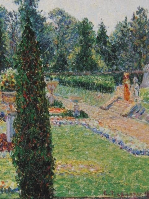 カミーユ・ピサロ、ロンドンのキューガーデン、大温室前の散歩道、希少な画集より