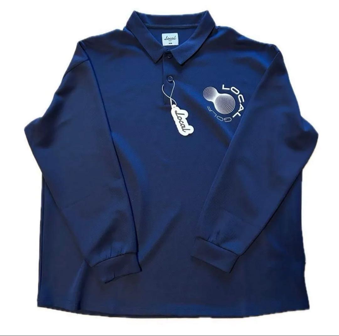 新品　タグ付　ローカルゴルフ　長袖ポロシャツ　ビックプリント M/L ネイビー