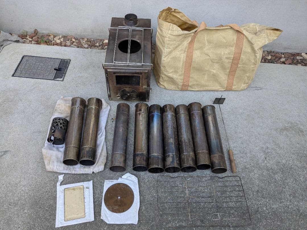 FIELDOOR　薪ストーブ　延長煙突2本付き　ステンレス製