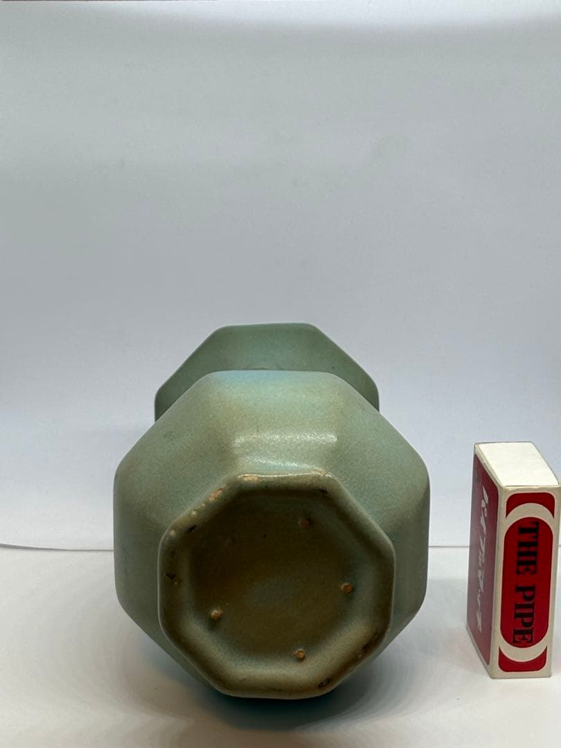 青緑色 フラスコ型陶器 八角形25-10