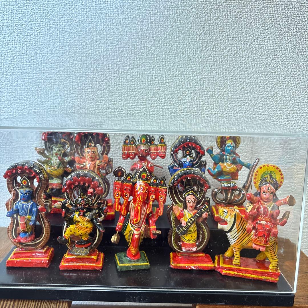インド神様 ミニチュア 10体セット ヒンドゥー教 ガネーシャ ドゥルガー 箱付