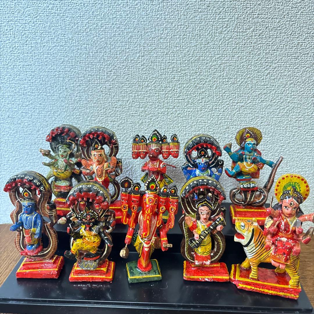 インド神様 ミニチュア 10体セット ヒンドゥー教 ガネーシャ ドゥルガー 箱付