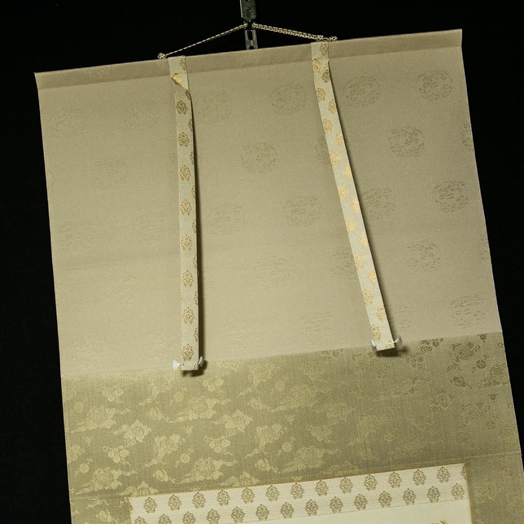 掛軸-1749　佐久間顕一　百体合掌童子　手彩木版画　共箱　太巻　限定九百五十部