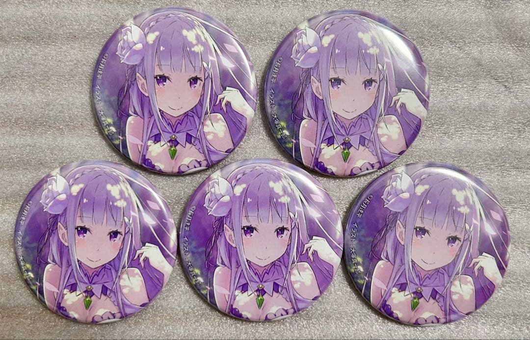 リゼロ グラッテ Gratteコラボ 缶バッジ エミリア　5点