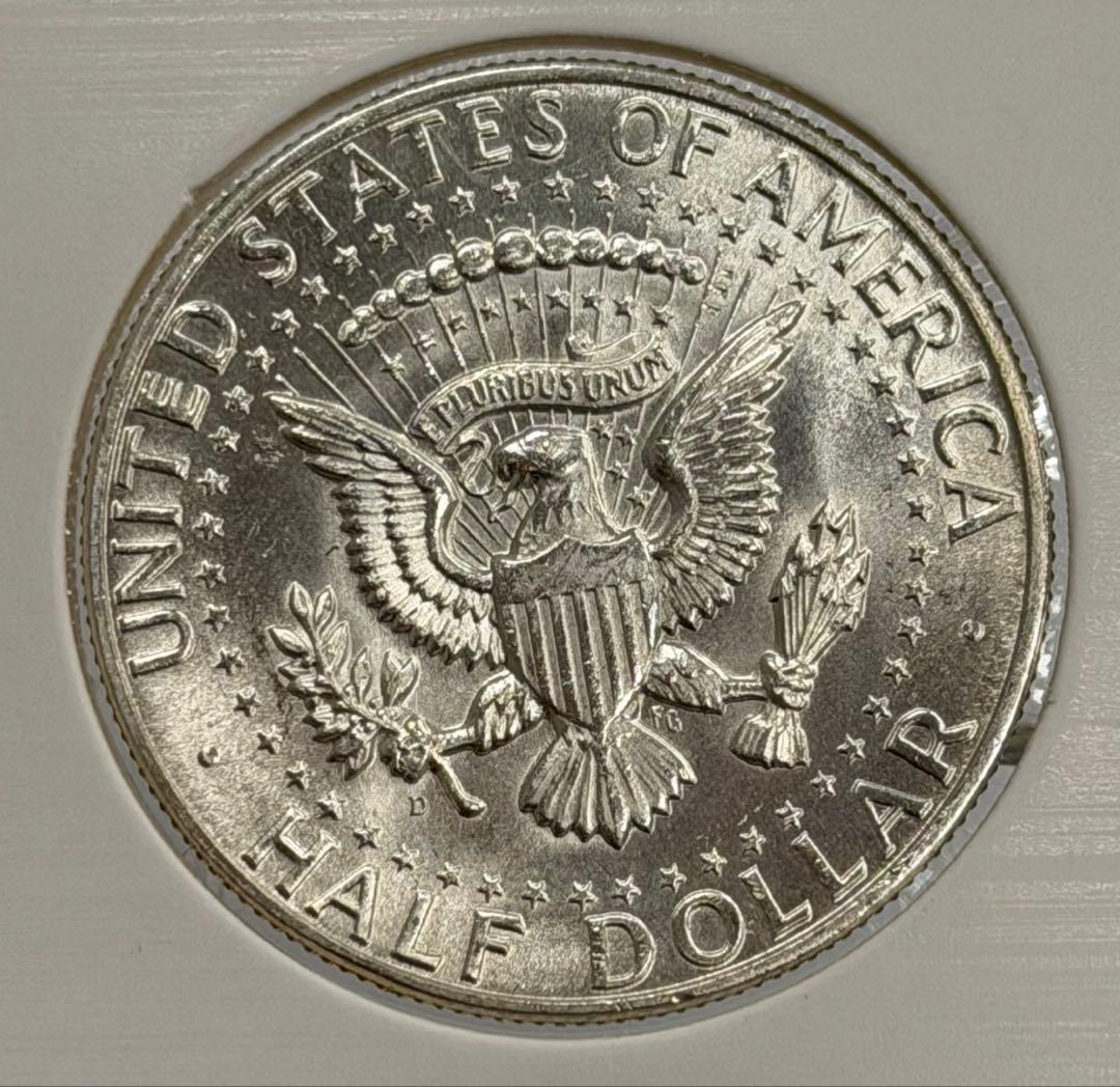 1964年ケネディハーフダラー銀貨（ミントマークＤ）ハイグレード