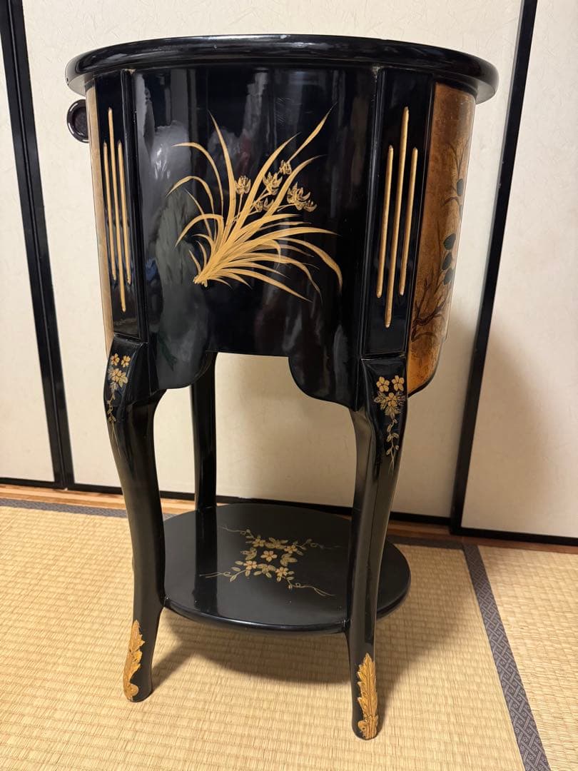 アンティーク　高級金箔家具 中国伝統家具 半円 電話台 コンソールテーブル