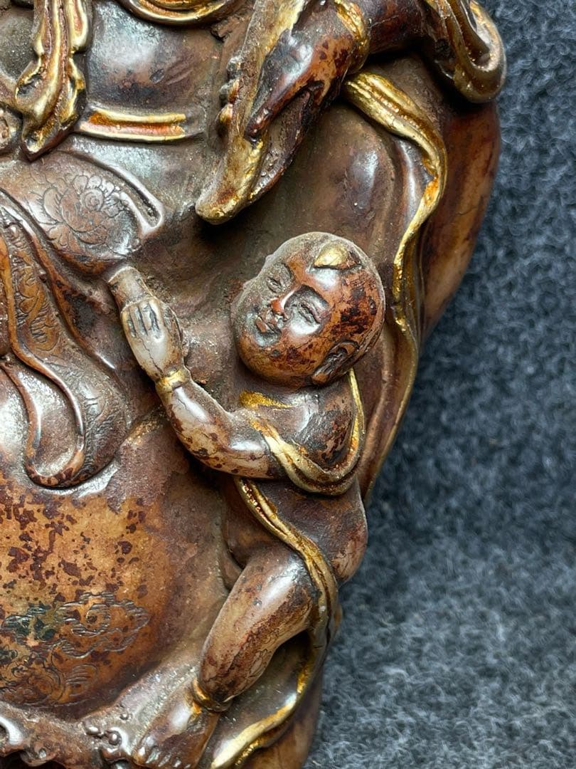 旧蔵　珍品　高古玉 観音仏像彫刻　開運　時代物　アンティーク　文房具　収蔵品