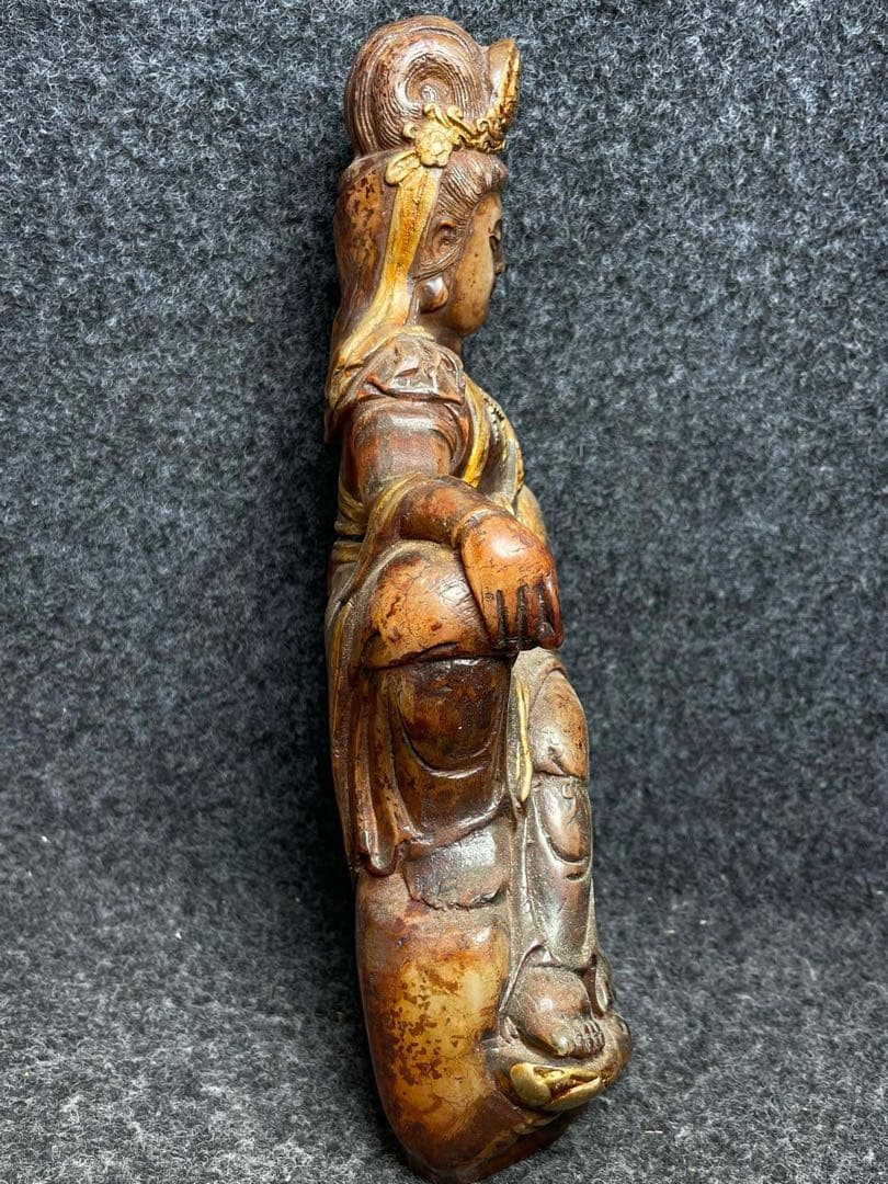旧蔵　珍品　高古玉 観音仏像彫刻　開運　時代物　アンティーク　文房具　収蔵品