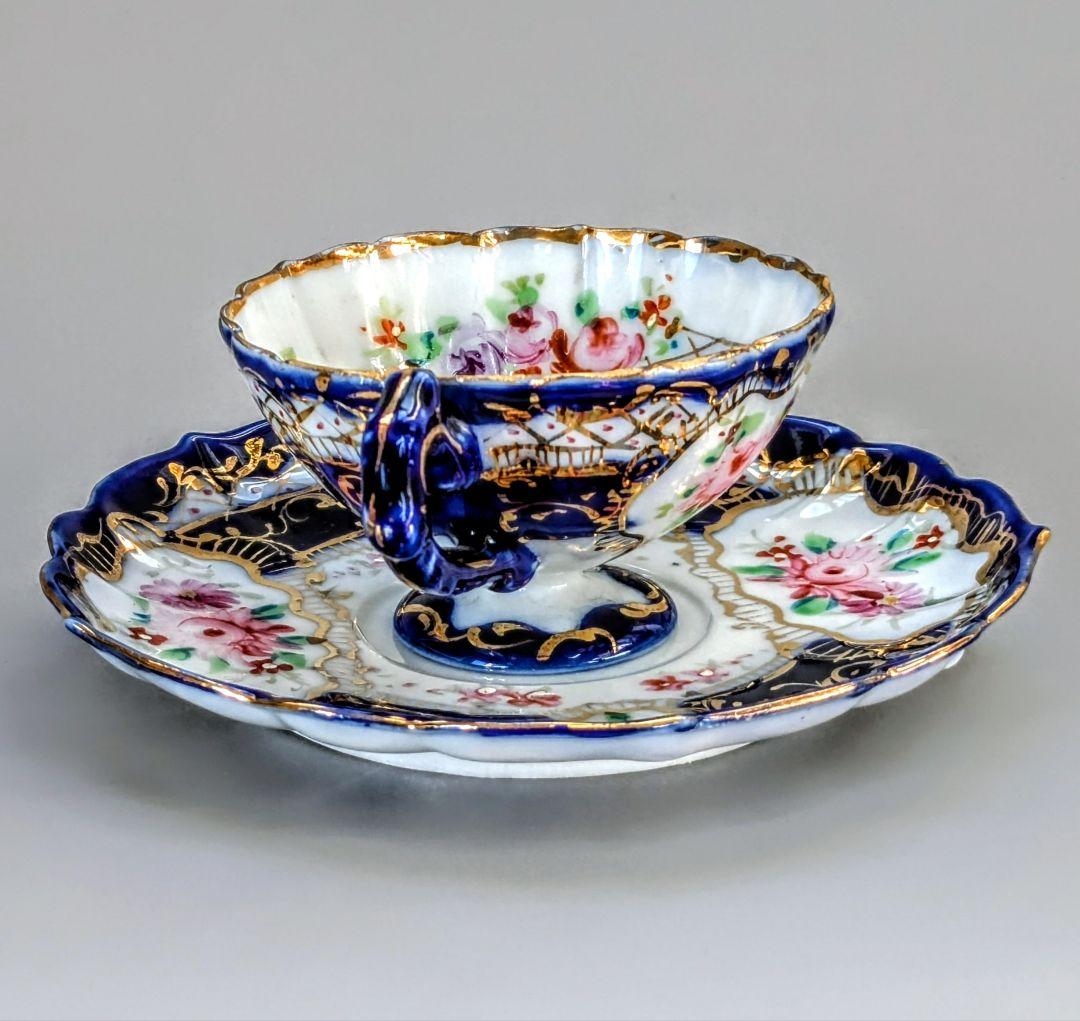 オールドニッポン デミタス 高台ペディスタル C&S 金彩 花文