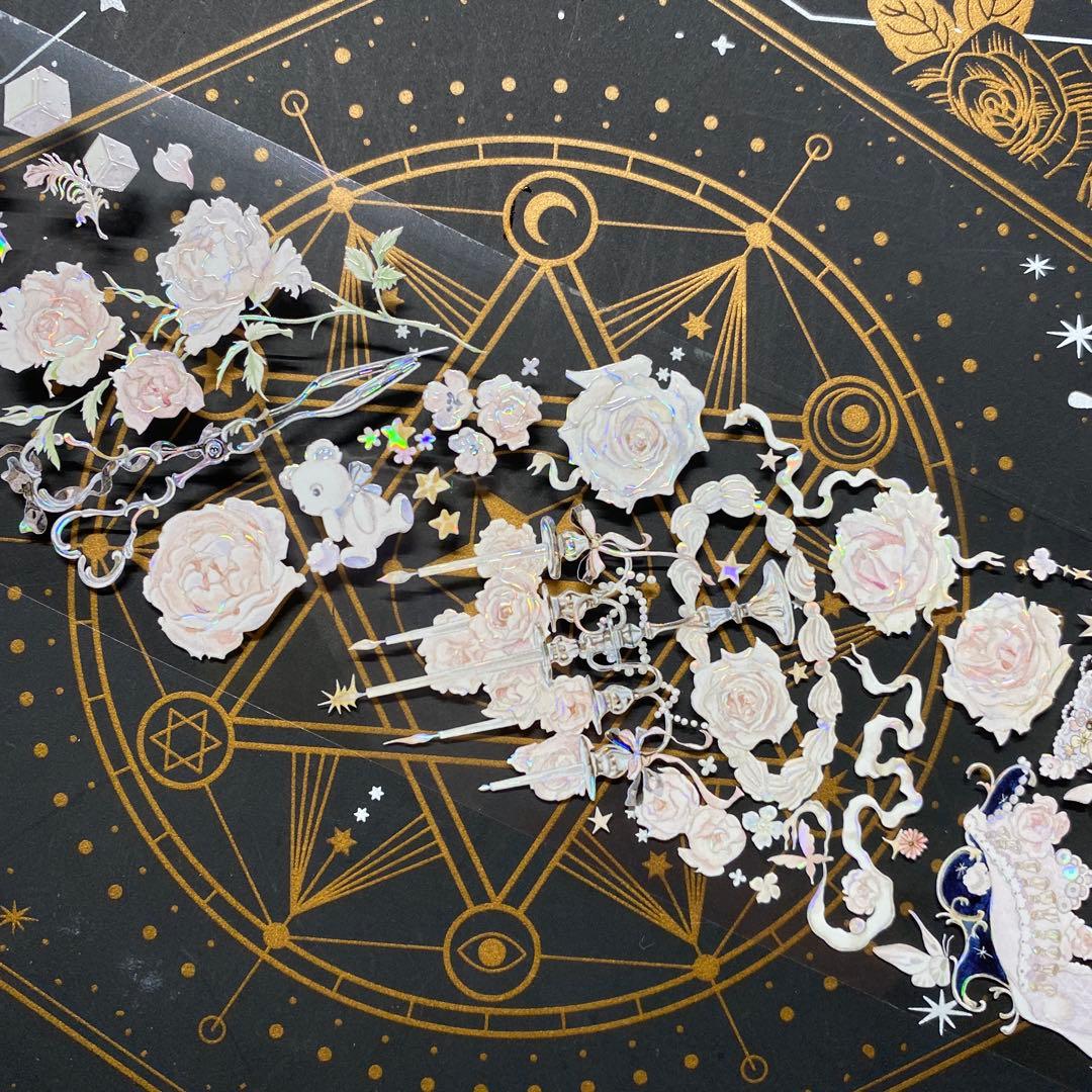 【9259】海外　マステ　中古巻　貝殻光マスキングテープ　お花　装飾系