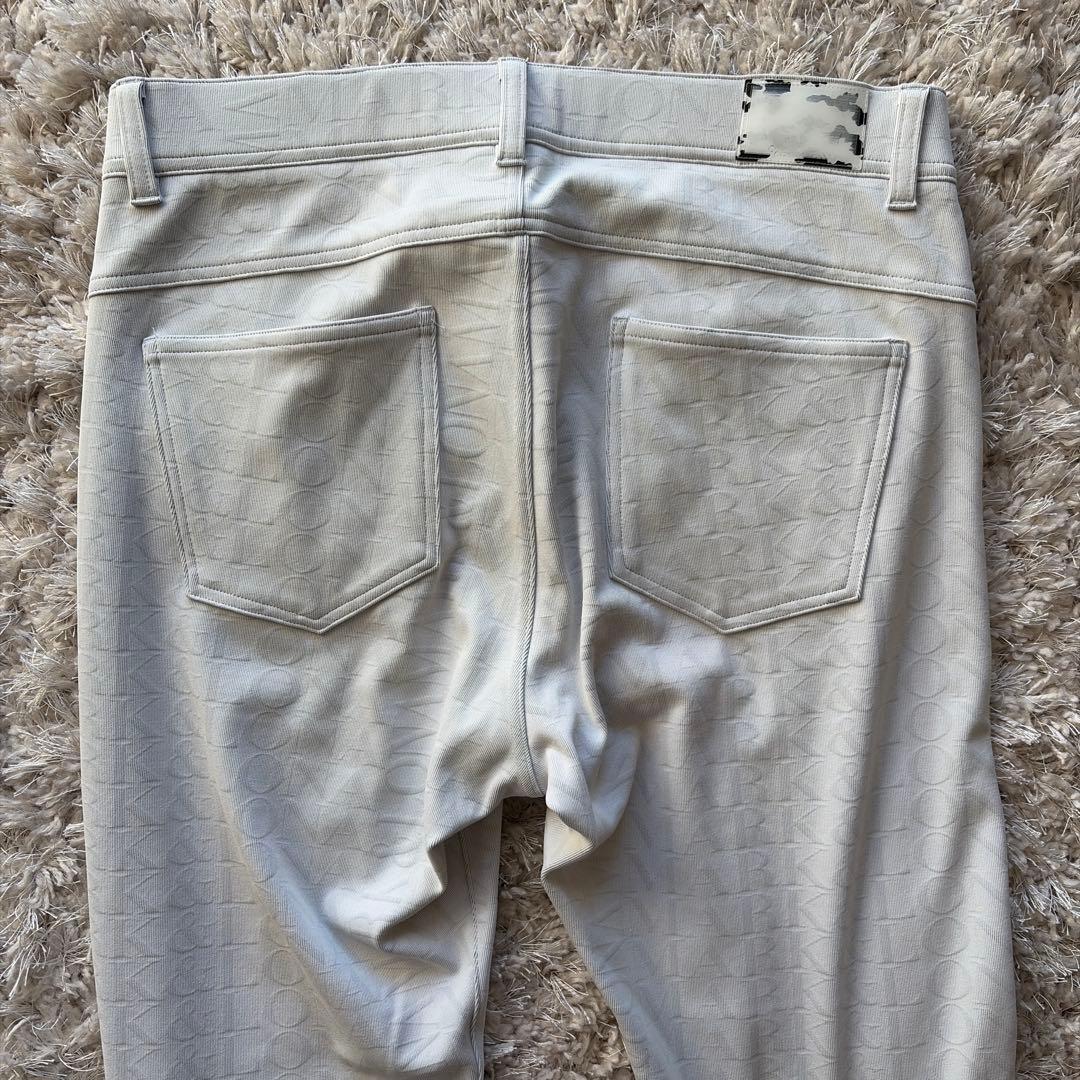 MARK&LONA マークアンドロナ ストレッチ パンツ ロゴ総柄グレー50