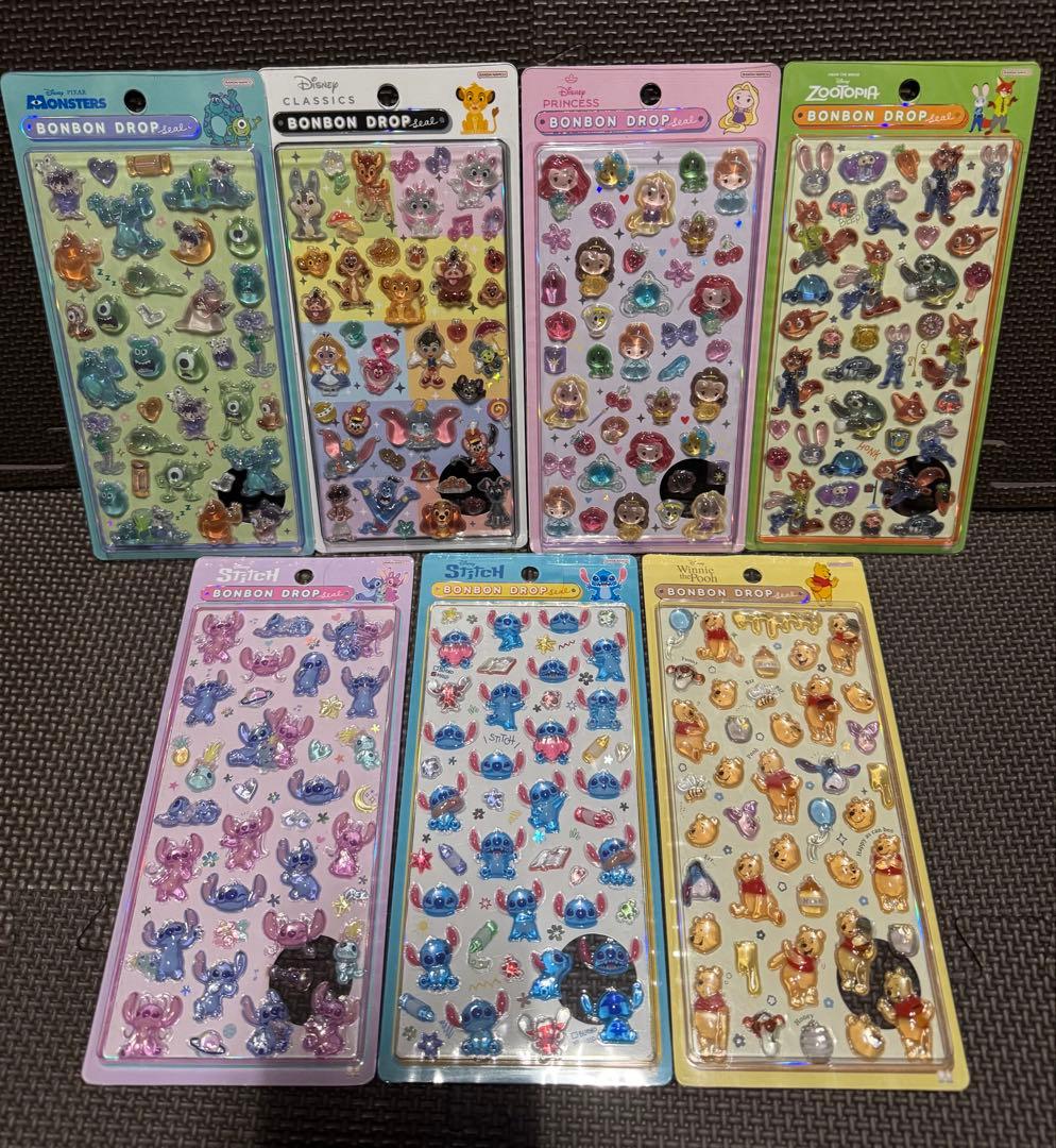 正規品 ディズニーボンボンドロップシール7枚セット